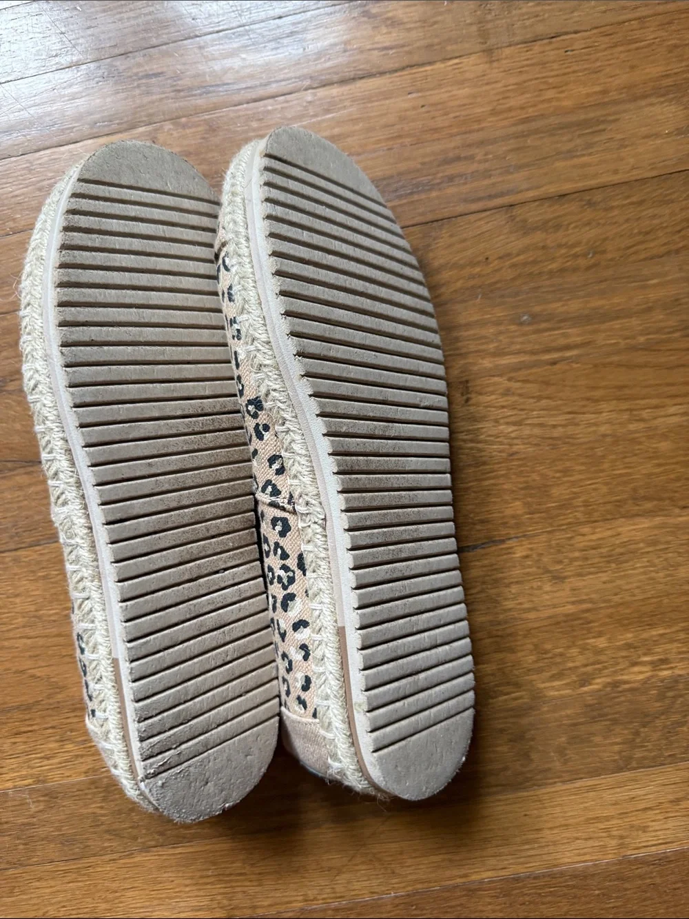 TOMS Leopard Print Canvas Espadrilles in Tan and Black